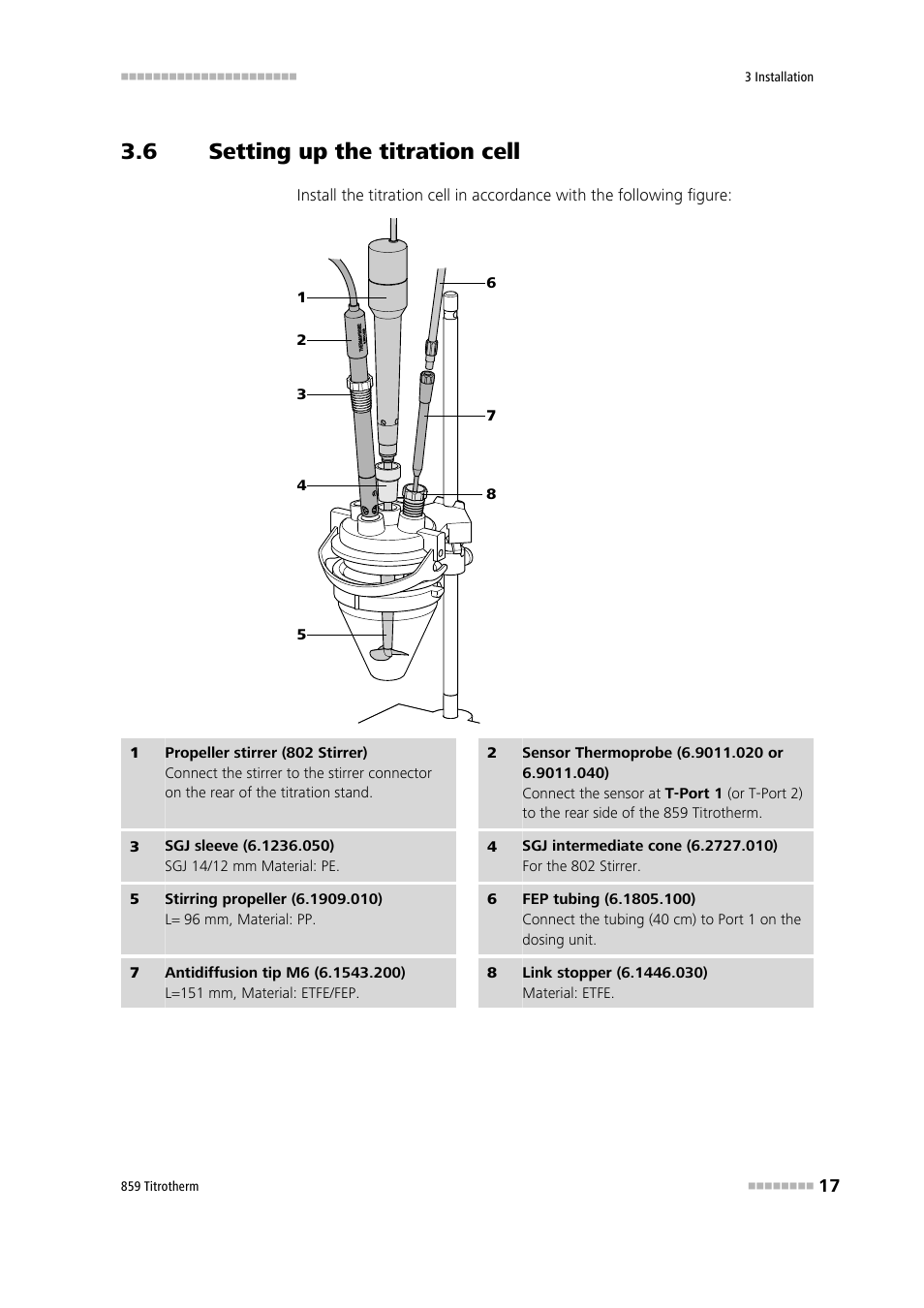 6 setting up the titration cell, Setting up the titration cell | Metrohm 859 Titrotherm User Manual | Page 25 / 45