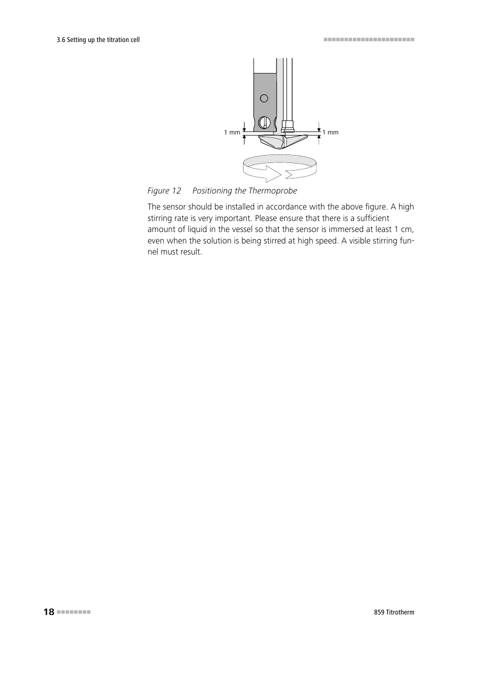 Figure 12, Positioning the thermoprobe | Metrohm 859 Titrotherm User Manual | Page 26 / 45