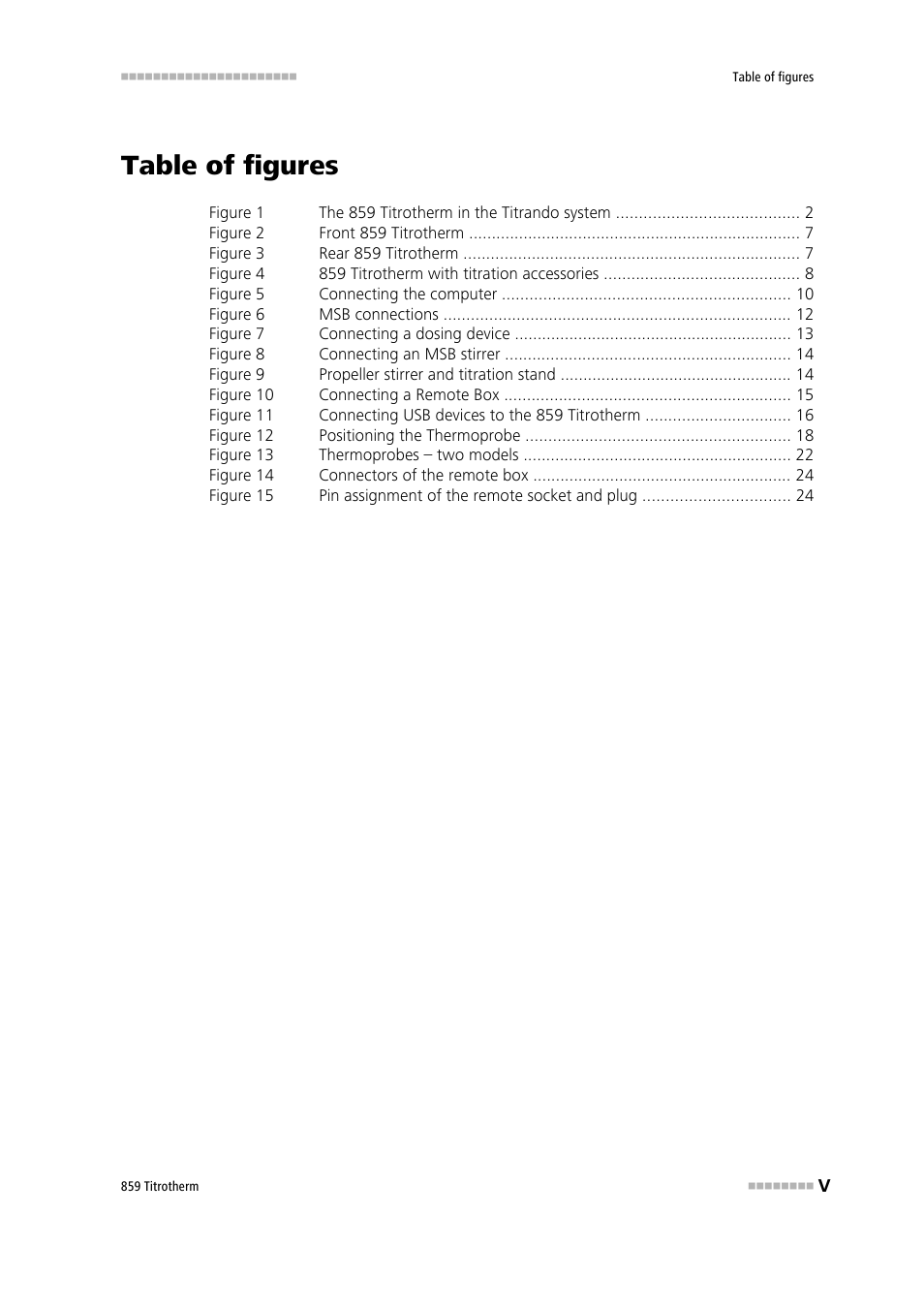 Table of figures | Metrohm 859 Titrotherm User Manual | Page 7 / 45