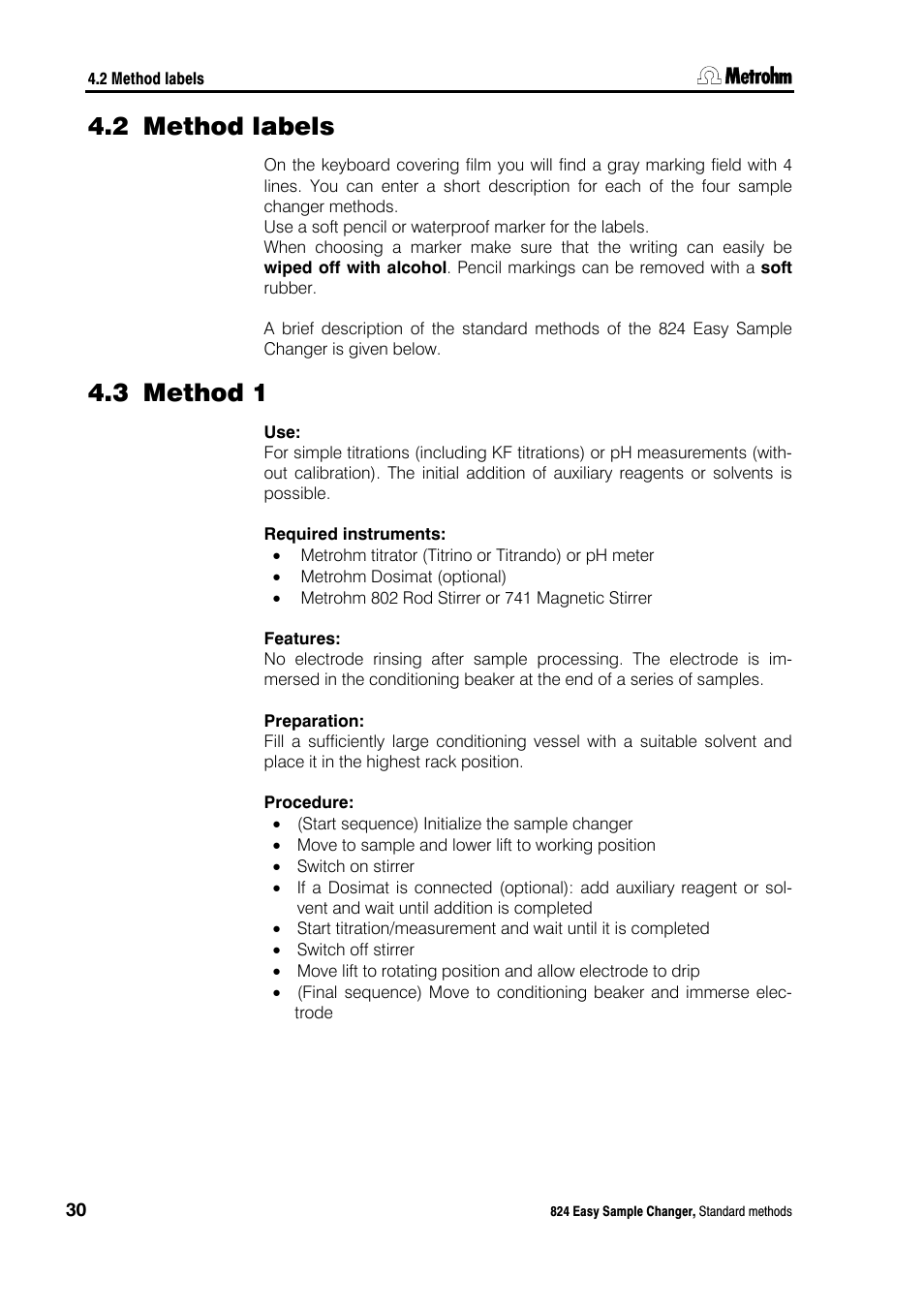 2 method labels, 3 method 1, Method labels | Method 1 | Metrohm 824 Easy Sample Changer User Manual | Page 36 / 70