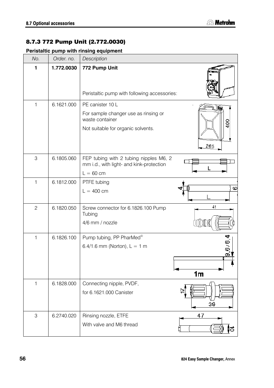 3 772 pump unit (2.772.0030), 772 pump unit (2.772.0030) | Metrohm 824 Easy Sample Changer User Manual | Page 62 / 70