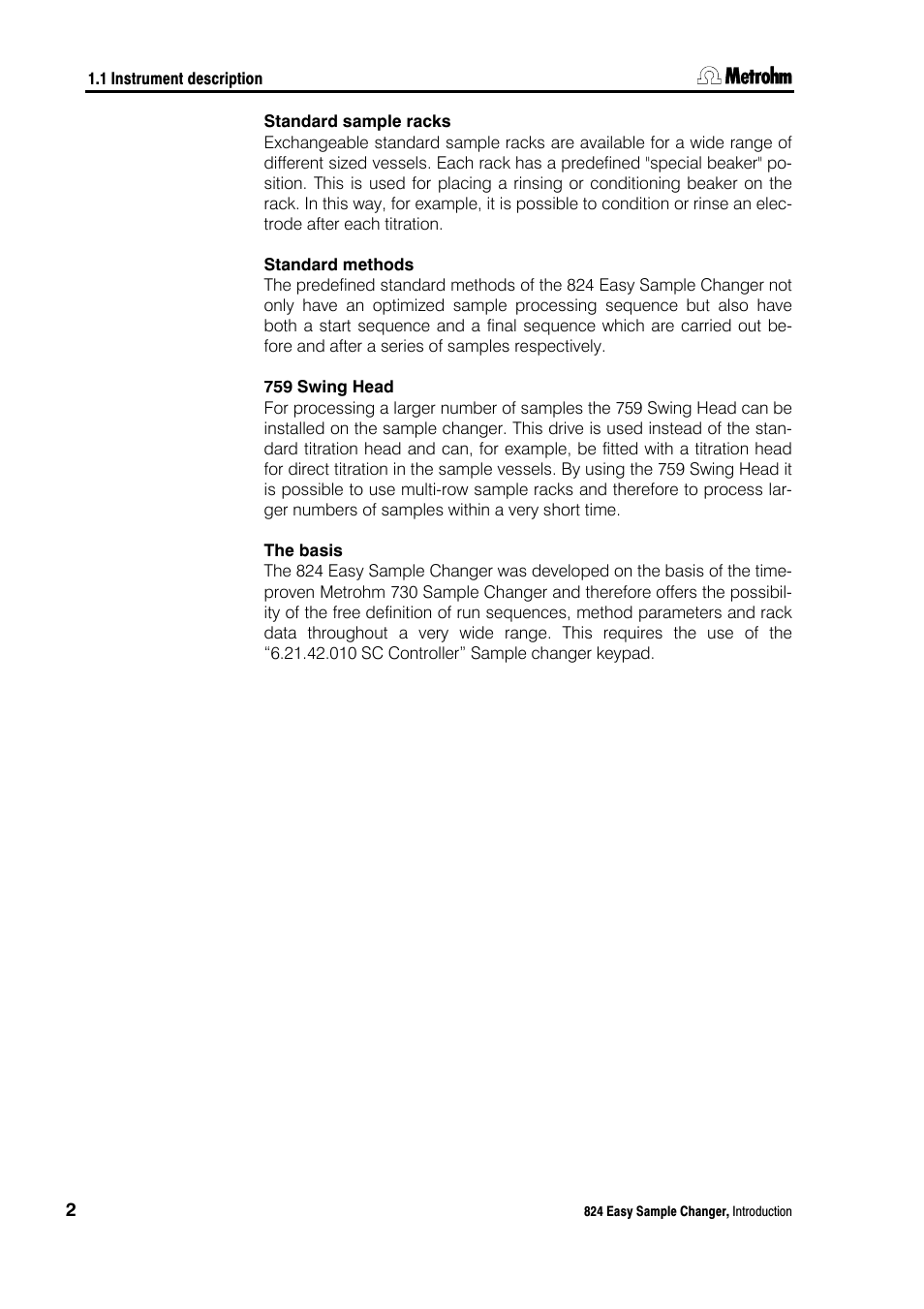 Metrohm 824 Easy Sample Changer User Manual | Page 8 / 70