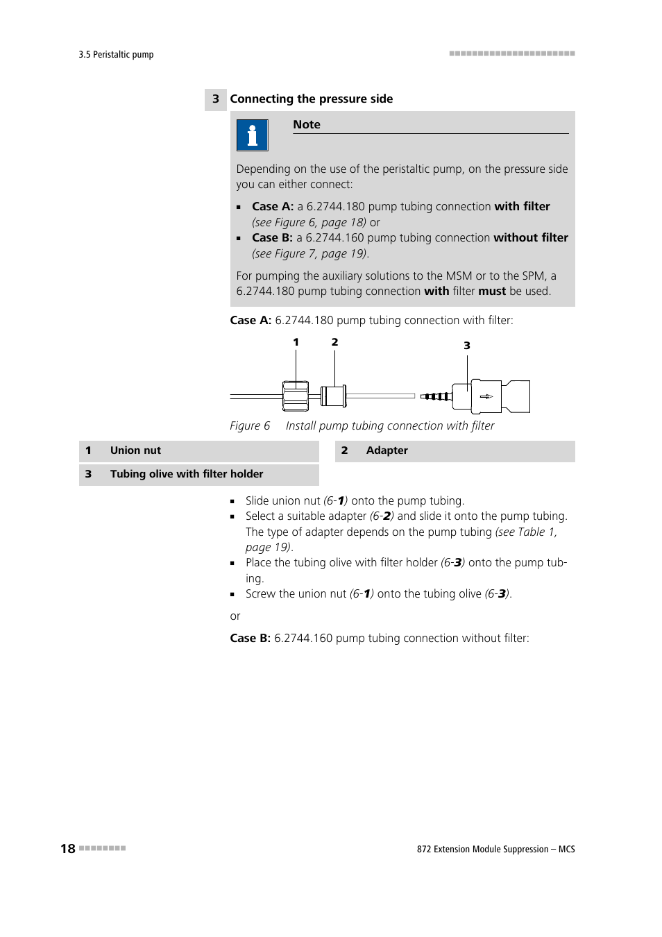 Figure 6, Install pump tubing connection with filter | Metrohm 872 Extension Module Suppression – MCS User Manual | Page 26 / 64