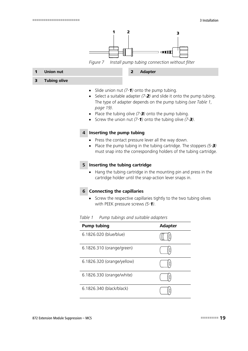 Figure 7, Install pump tubing connection without filter | Metrohm 872 Extension Module Suppression – MCS User Manual | Page 27 / 64