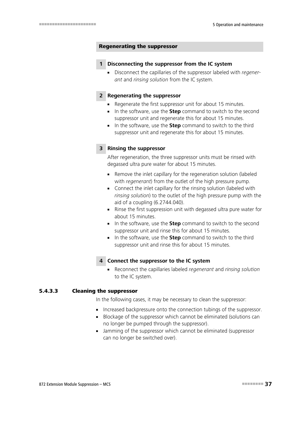 3 cleaning the suppressor | Metrohm 872 Extension Module Suppression – MCS User Manual | Page 45 / 64