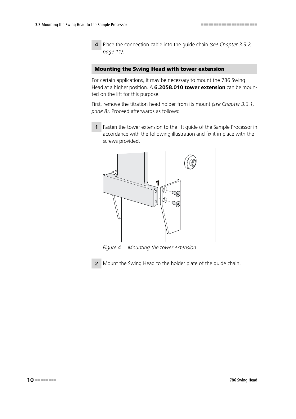 Figure 4, Mounting the tower extension | Metrohm 786 Swing Head User Manual | Page 18 / 50