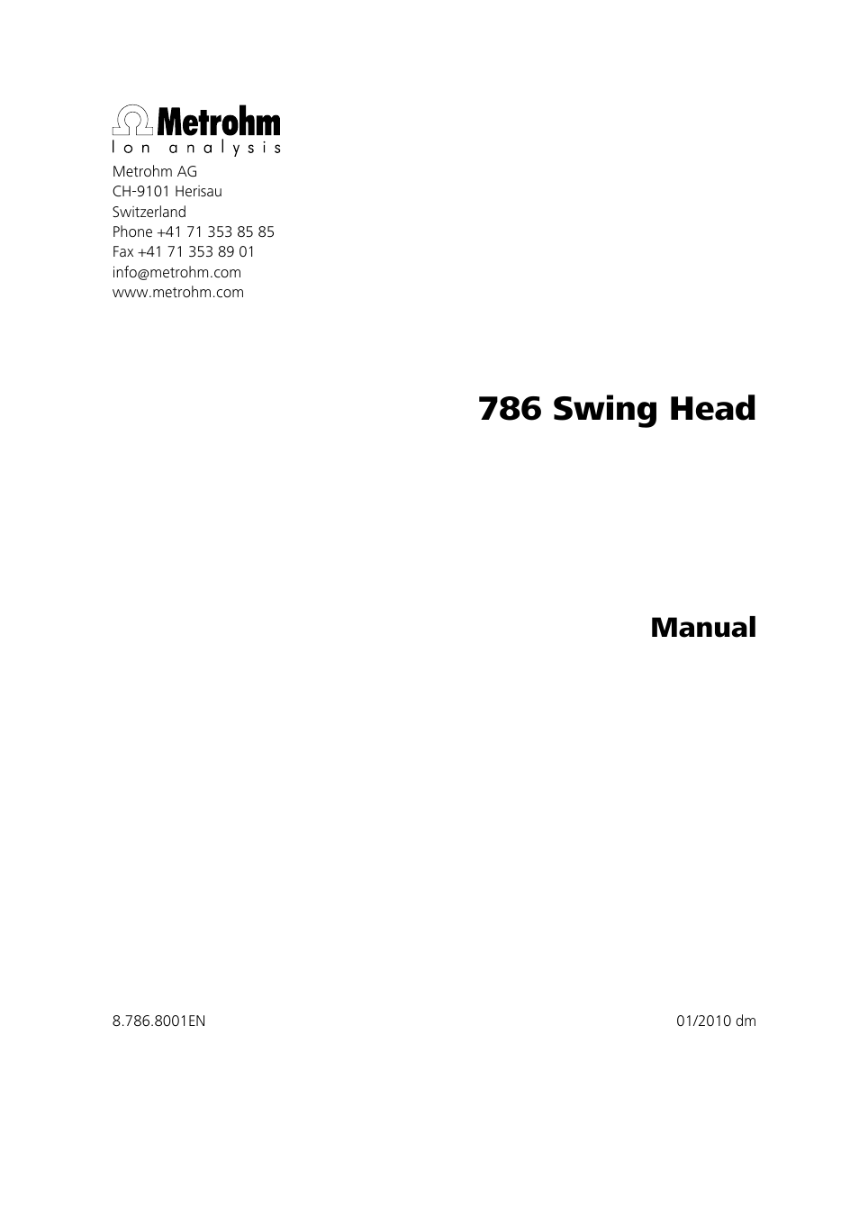 786 swing head, Manual | Metrohm 786 Swing Head User Manual | Page 3 / 50