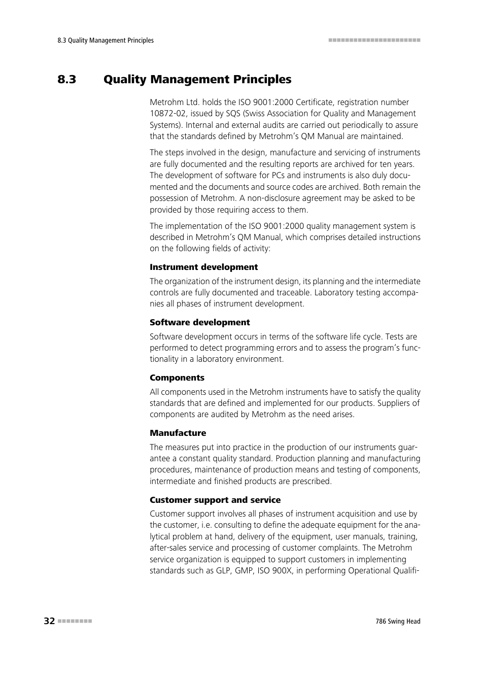 3 quality management principles, Quality management principles | Metrohm 786 Swing Head User Manual | Page 40 / 50