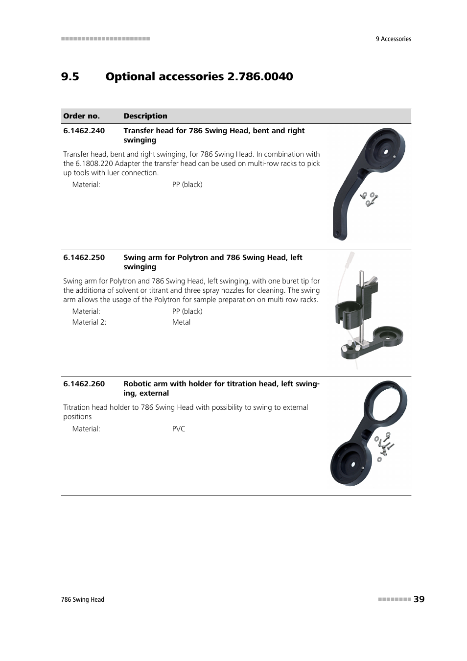 5 optional accessories 2.786.0040, Optional accessories 2.786.0040 | Metrohm 786 Swing Head User Manual | Page 47 / 50