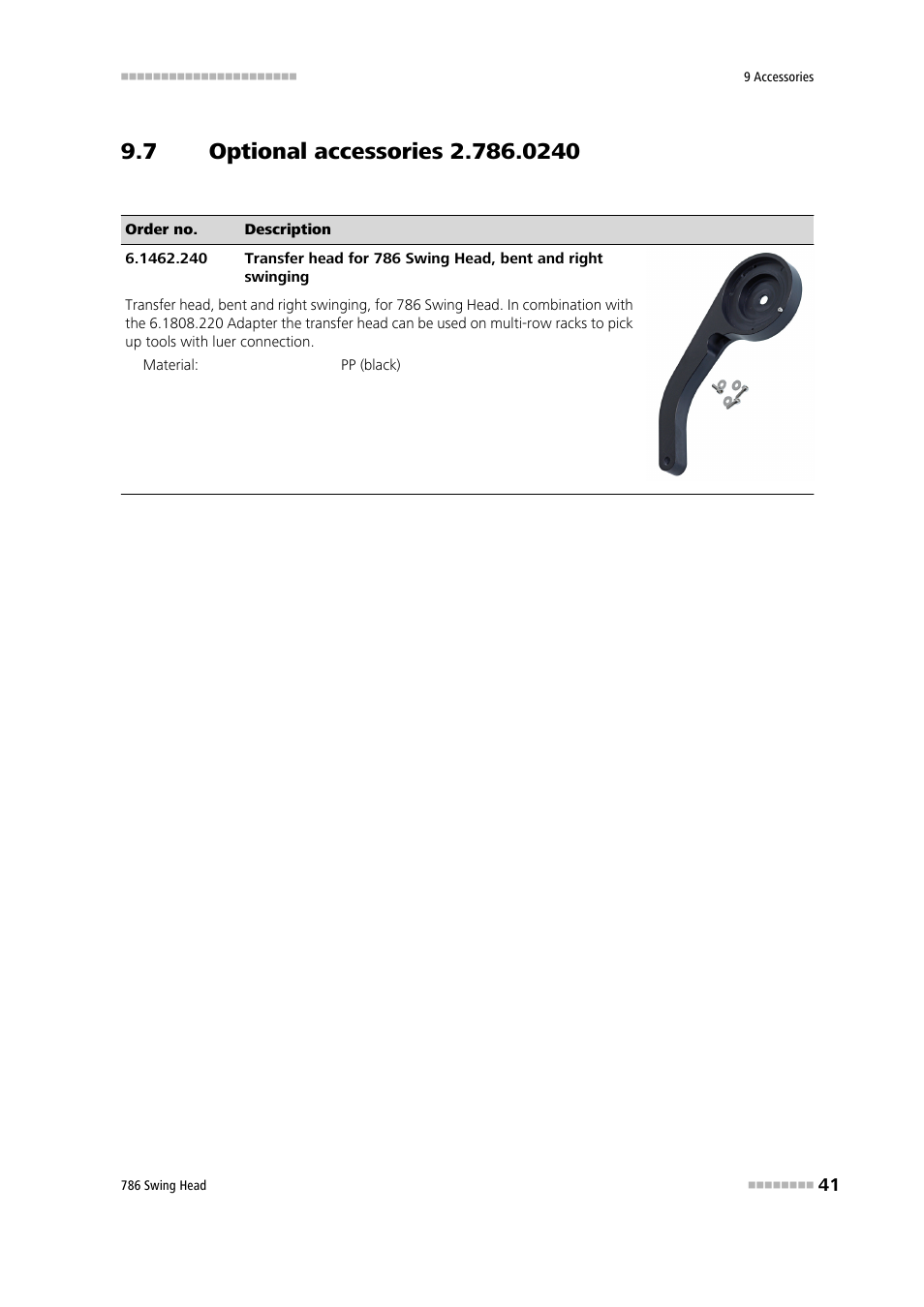 7 optional accessories 2.786.0240, Optional accessories 2.786.0240 | Metrohm 786 Swing Head User Manual | Page 49 / 50