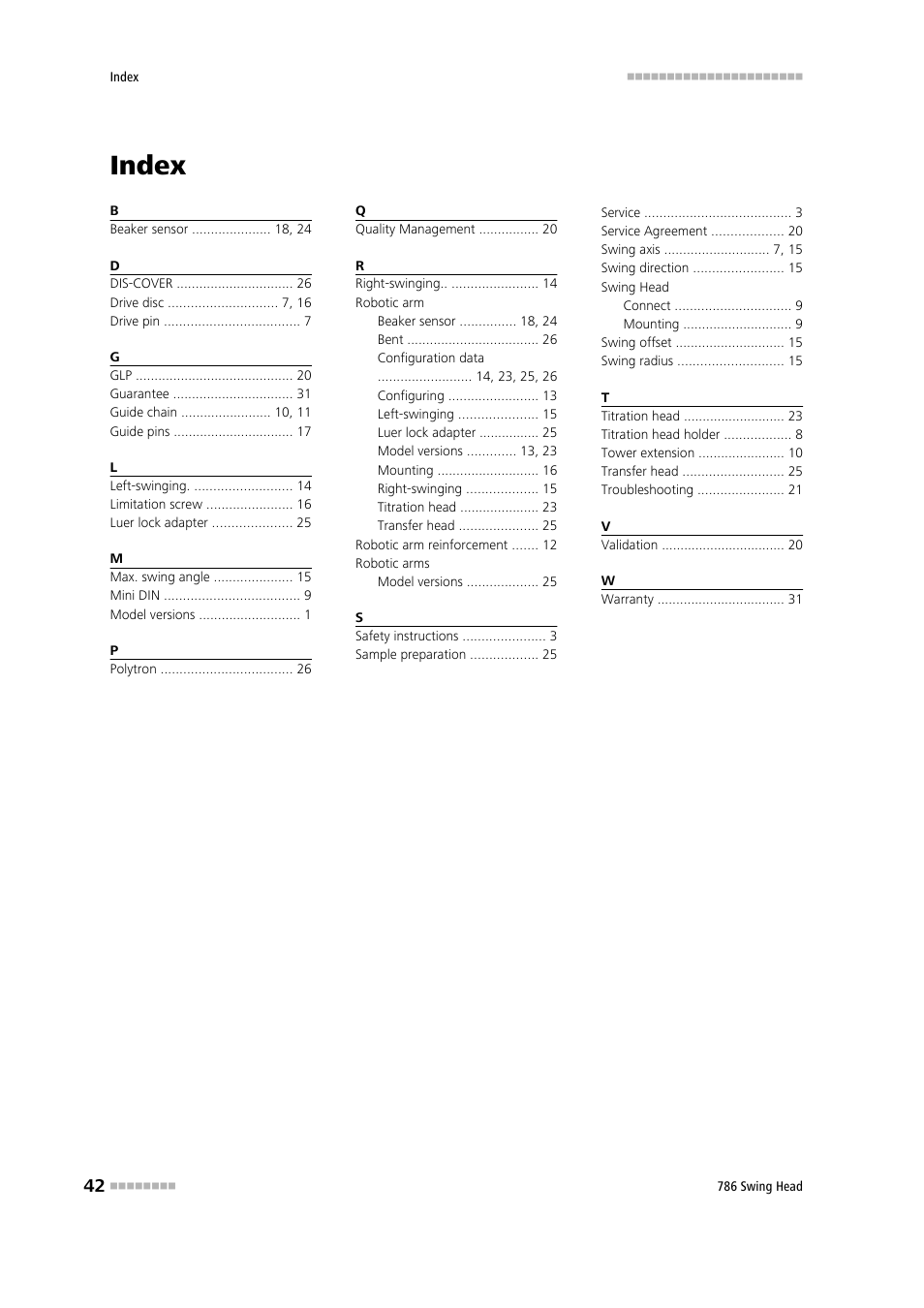 Index | Metrohm 786 Swing Head User Manual | Page 50 / 50