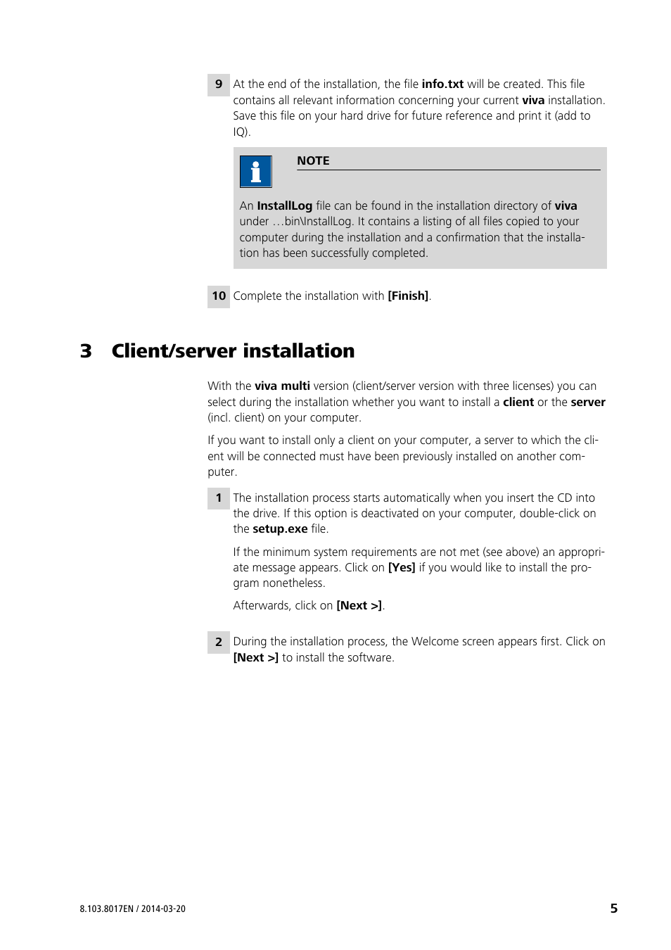 3 client/server installation | Metrohm viva 1.x User Manual | Page 5 / 16