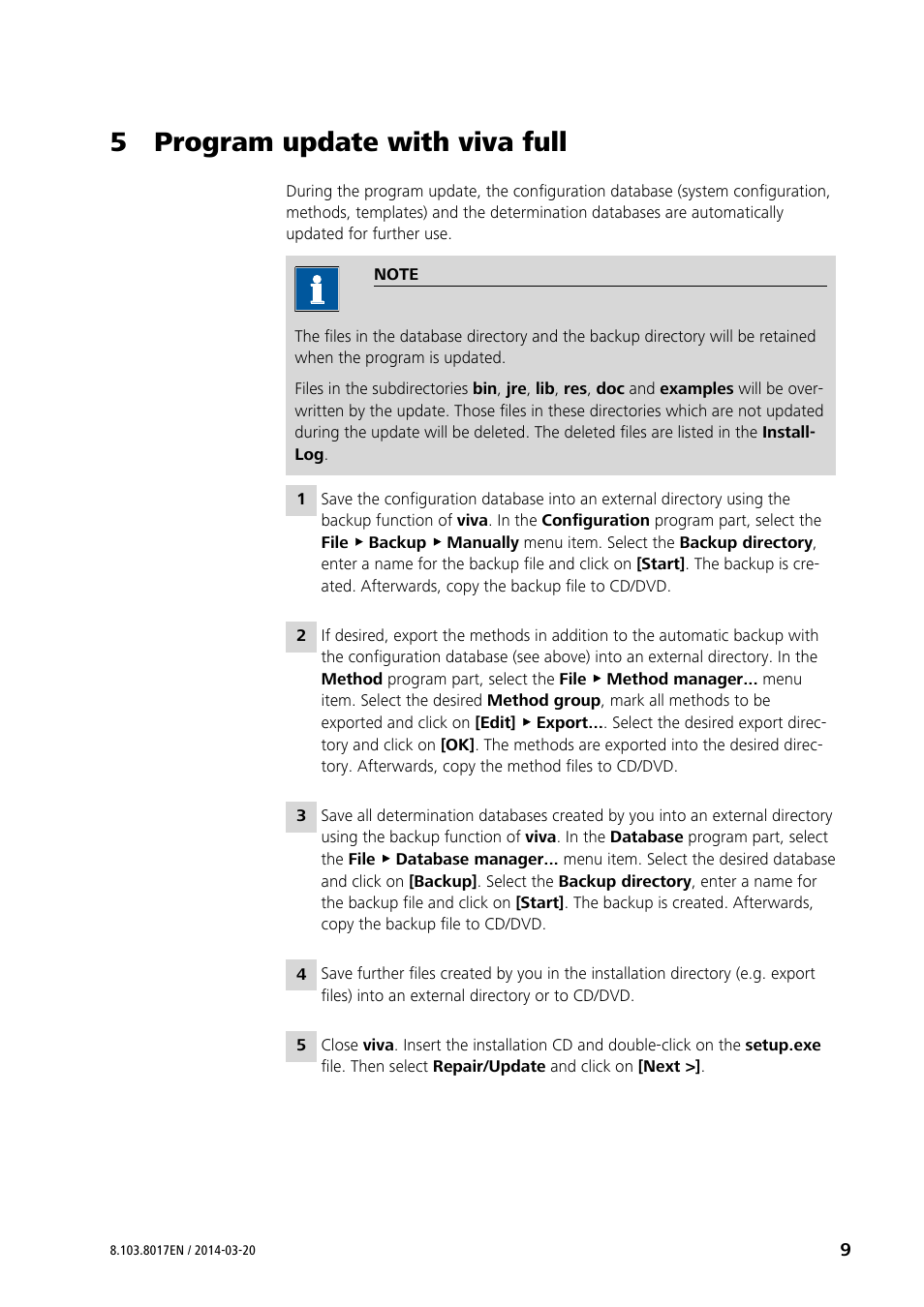5 program update with viva full | Metrohm viva 1.x User Manual | Page 9 / 16