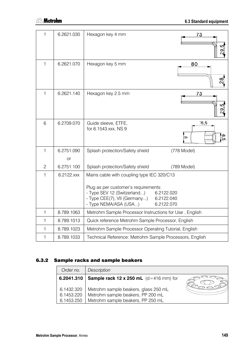 2 sample racks and sample beakers | Metrohm 789 Robotic Sample Processor XL User Manual | Page 157 / 177