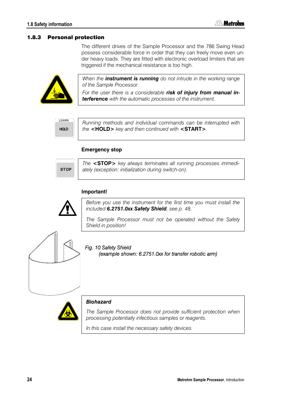 3 personal protection | Metrohm 789 Robotic Sample Processor XL User Manual | Page 32 / 177