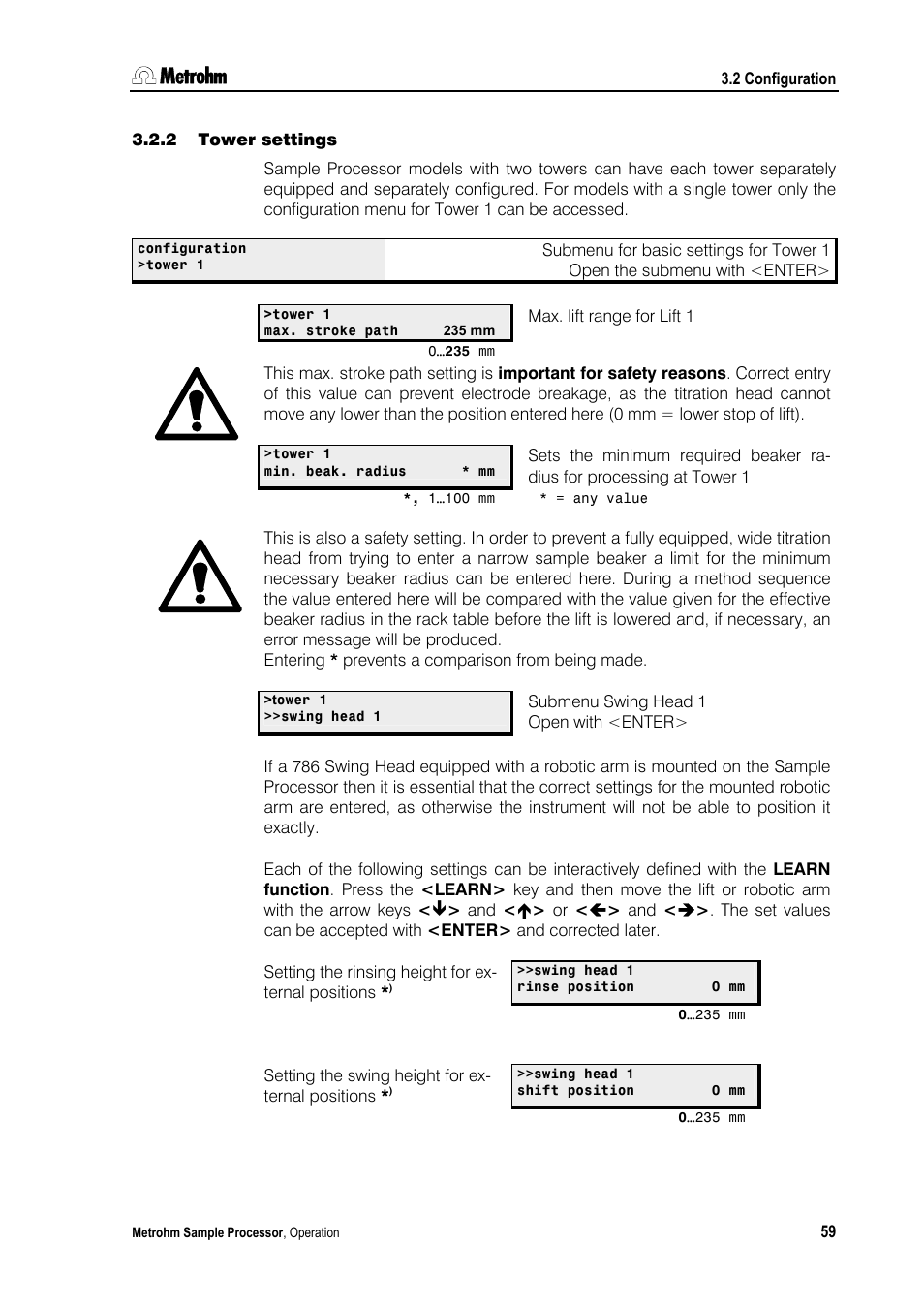 2 tower settings | Metrohm 789 Robotic Sample Processor XL User Manual | Page 67 / 177