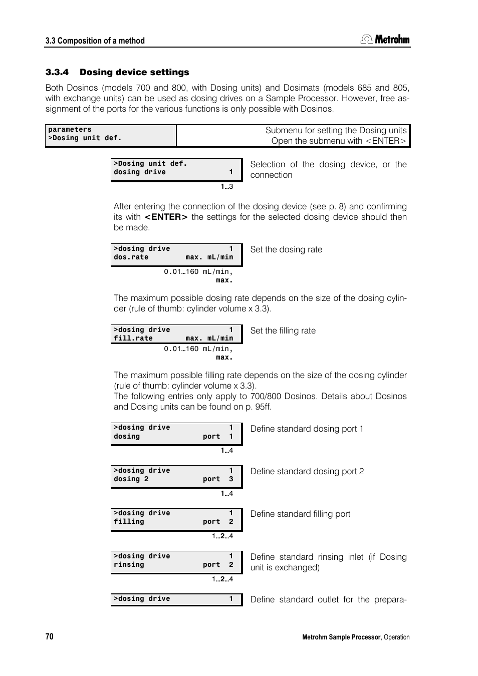 4 dosing device settings | Metrohm 789 Robotic Sample Processor XL User Manual | Page 78 / 177