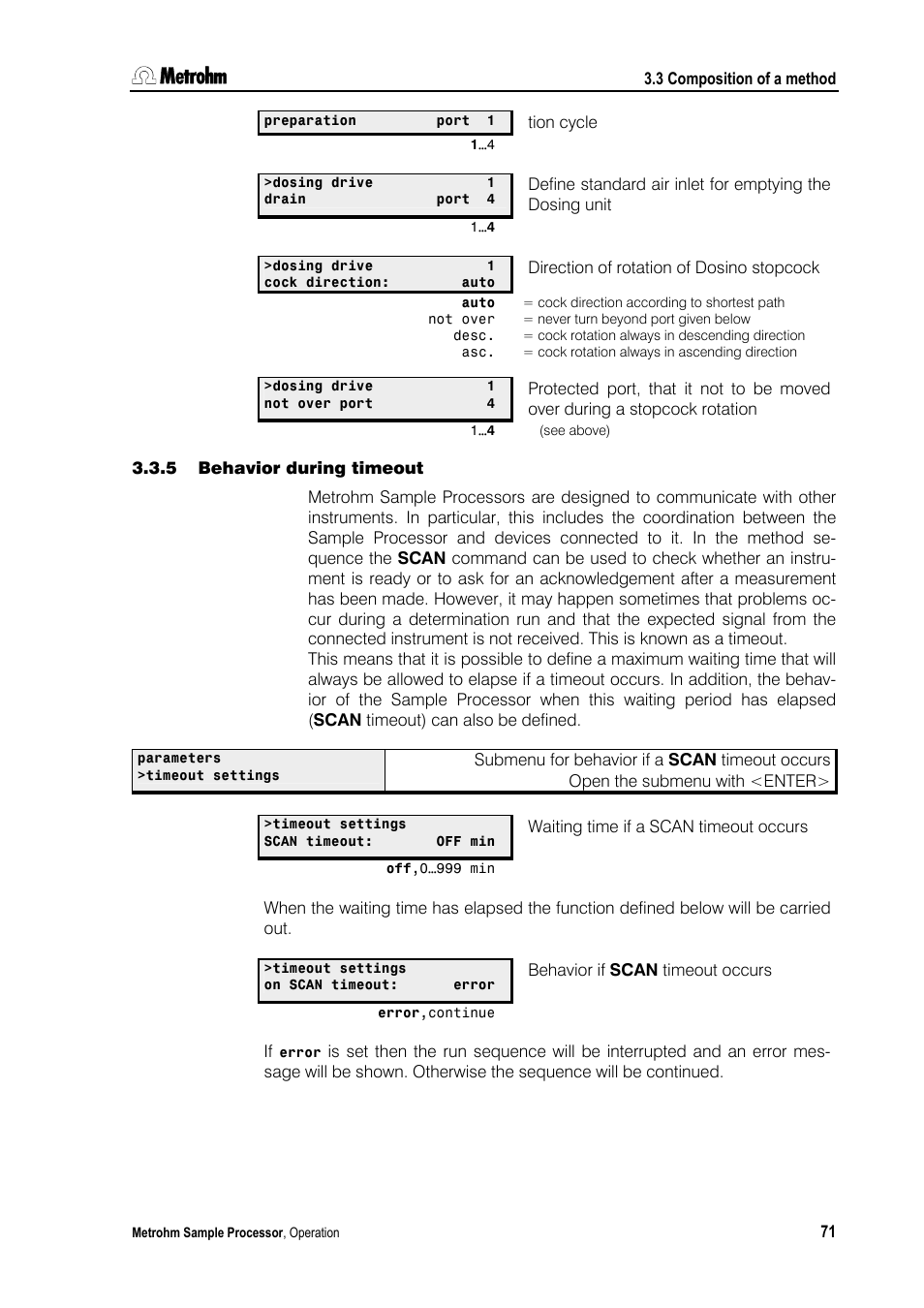 5 behavior during timeout | Metrohm 789 Robotic Sample Processor XL User Manual | Page 79 / 177
