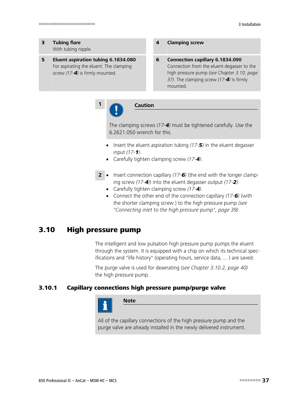 10 high pressure pump | Metrohm 850 Professional IC AnCat MSM-HC MCS User Manual | Page 47 / 146