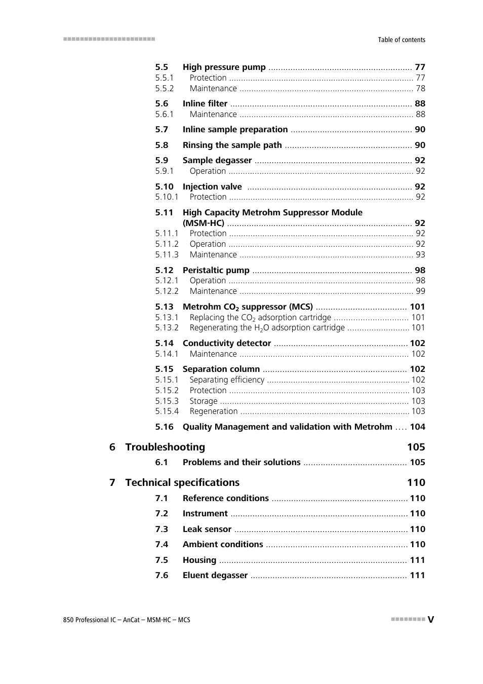 Metrohm 850 Professional IC AnCat MSM-HC MCS User Manual | Page 7 / 146