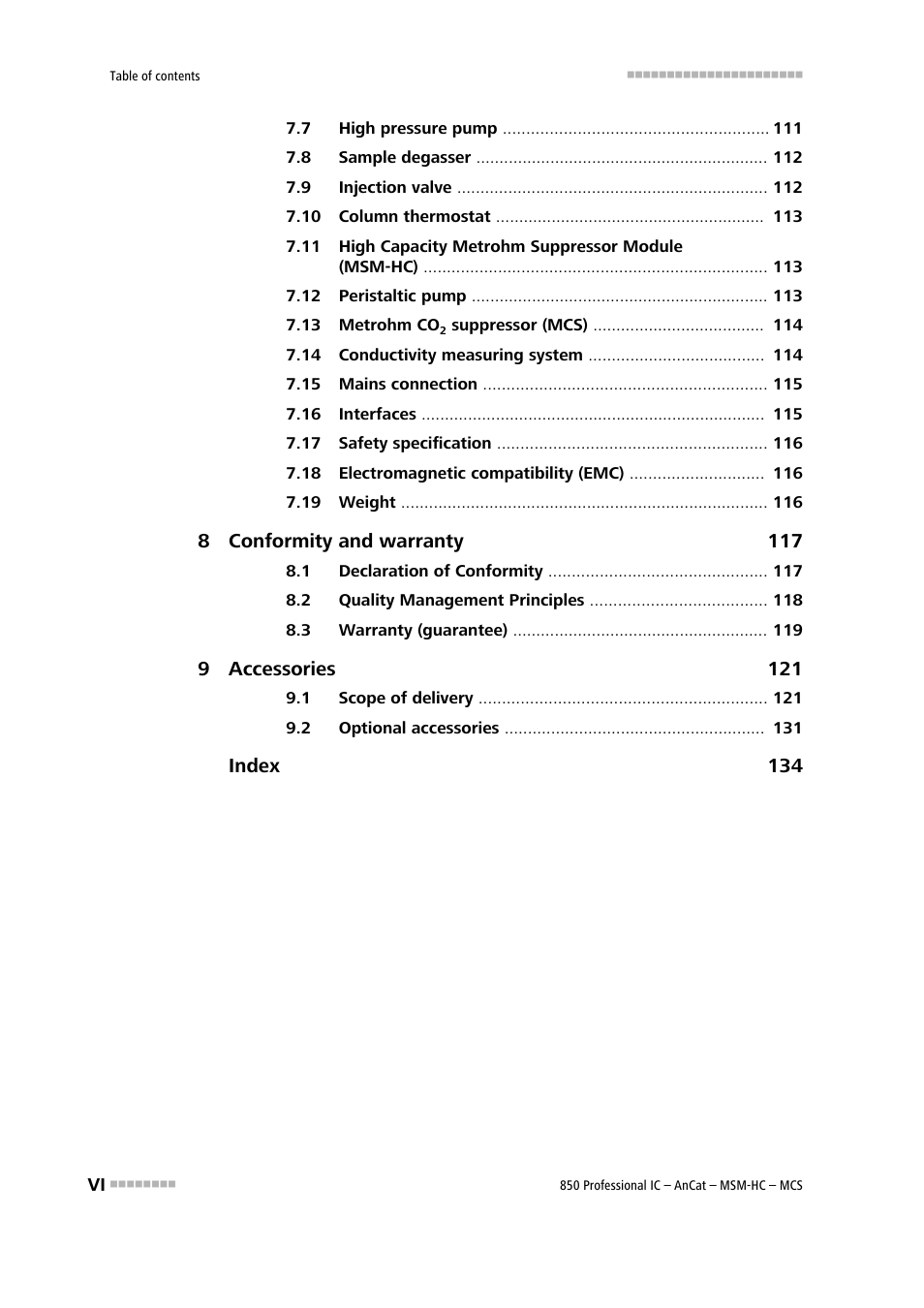 Metrohm 850 Professional IC AnCat MSM-HC MCS User Manual | Page 8 / 146