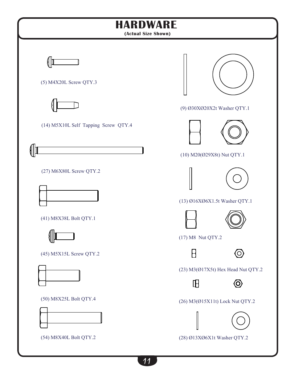 Hardware | Best Fitness BFSB10 User Manual | Page 11 / 16