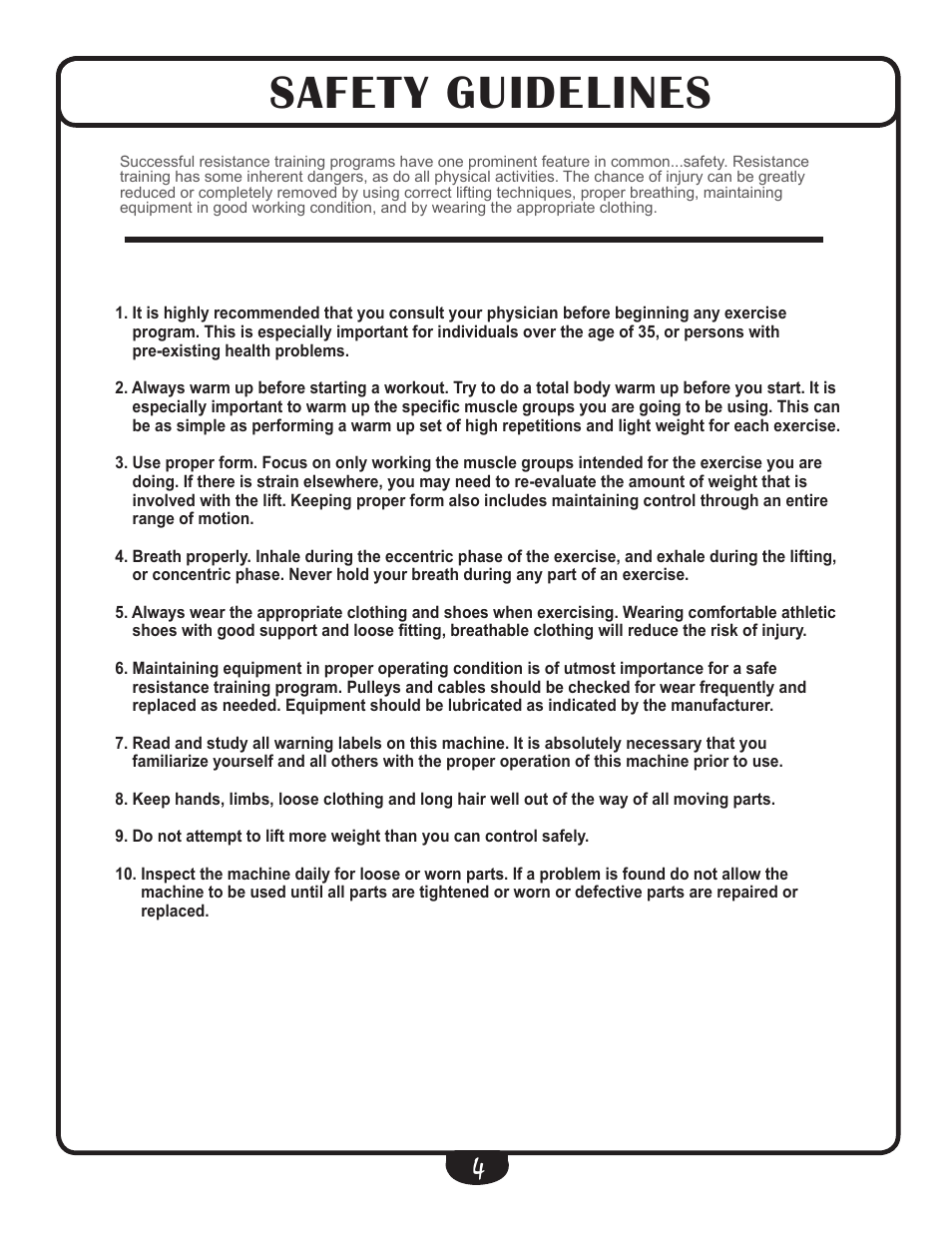 Safety guidelines | Best Fitness BFSB10 User Manual | Page 4 / 16