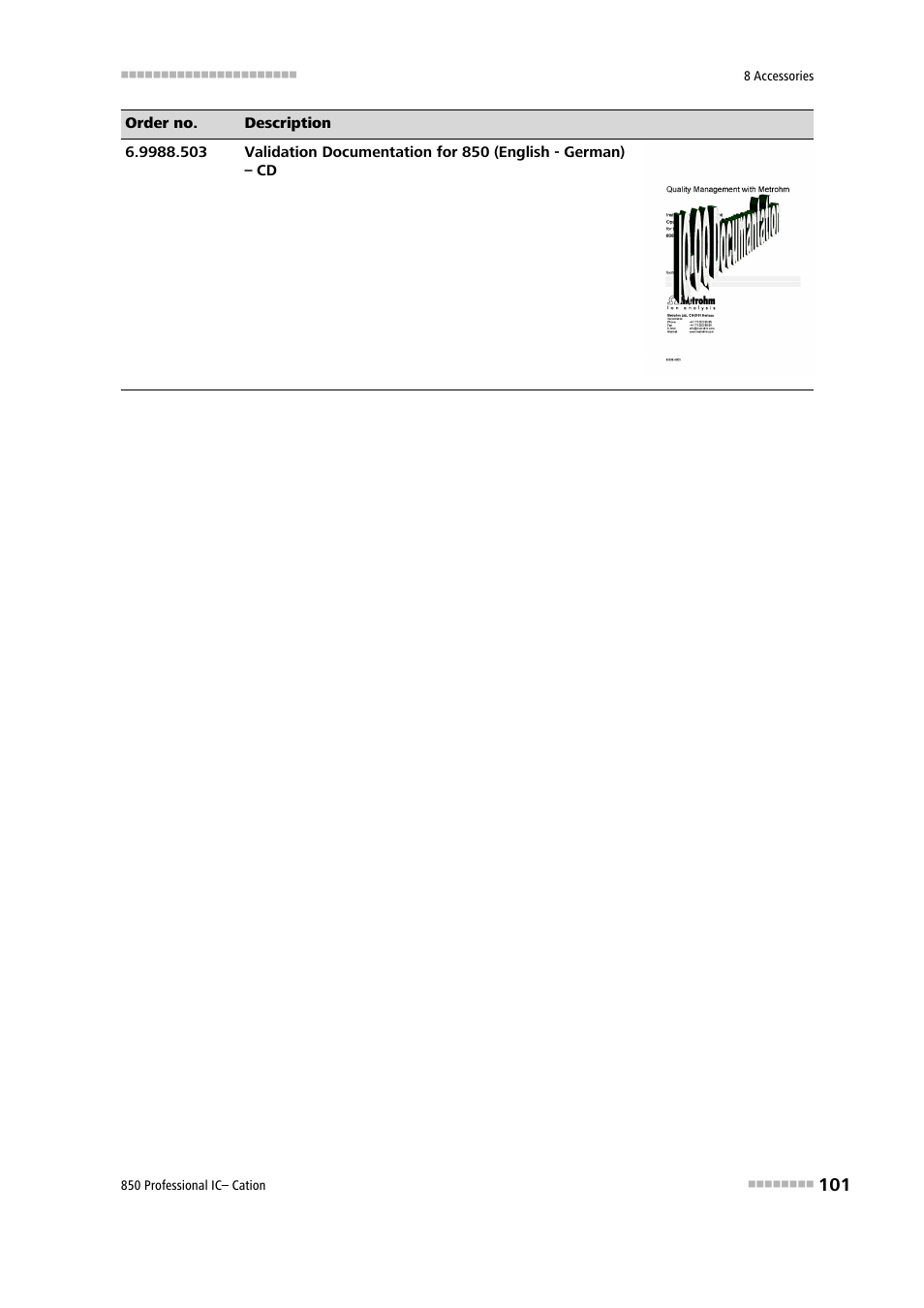 Metrohm 850 Professional IC Cation Manual User Manual | Page 109 / 112