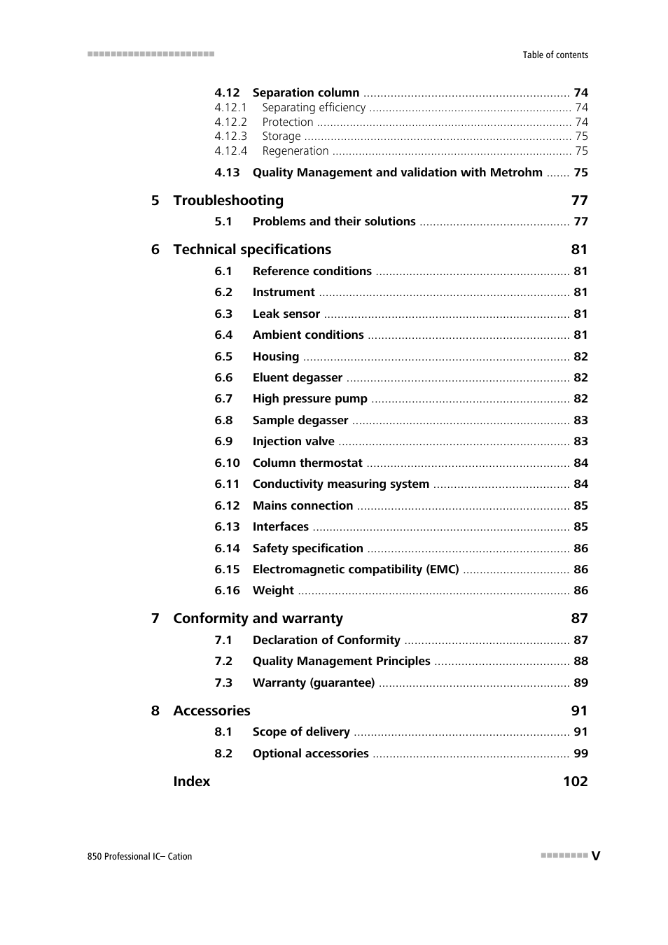 Metrohm 850 Professional IC Cation Manual User Manual | Page 7 / 112