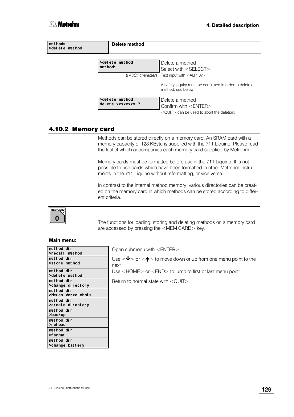 2 memory card | Metrohm 711 Liquino User Manual | Page 135 / 180