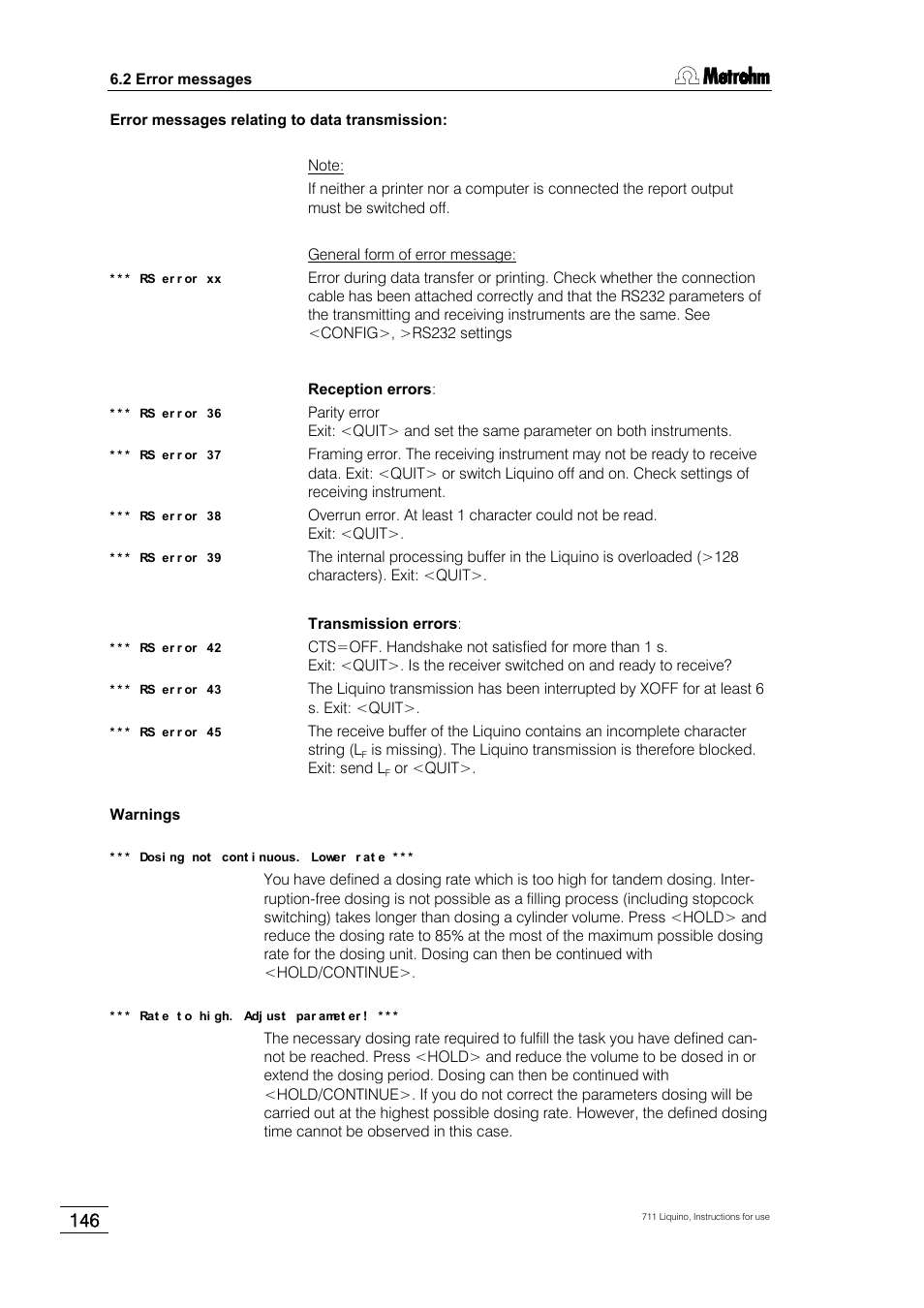 Metrohm 711 Liquino User Manual | Page 152 / 180