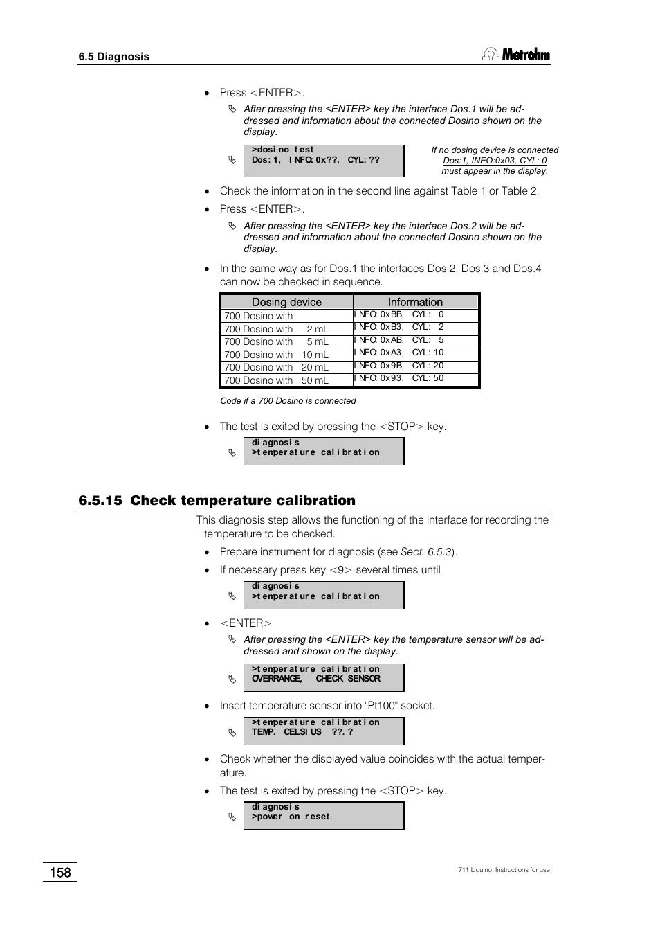 15 check temperature calibration | Metrohm 711 Liquino User Manual | Page 164 / 180