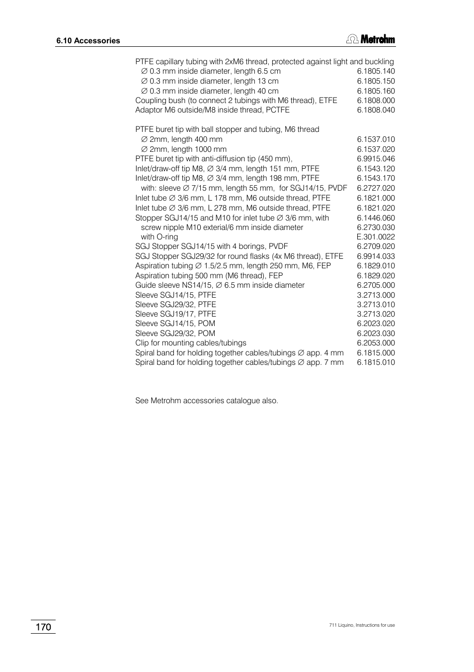 Metrohm 711 Liquino User Manual | Page 176 / 180