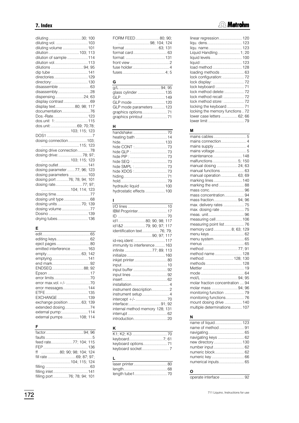 Metrohm 711 Liquino User Manual | Page 178 / 180