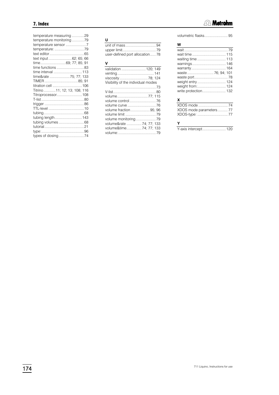 Metrohm 711 Liquino User Manual | Page 180 / 180