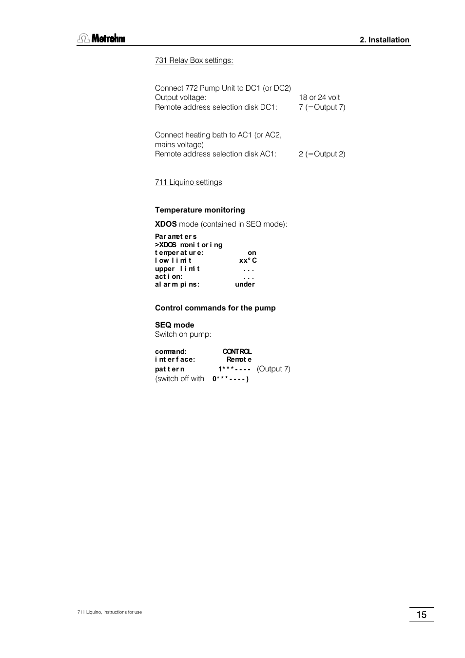 Metrohm 711 Liquino User Manual | Page 21 / 180