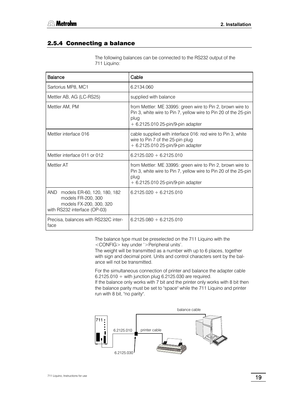 4 connecting a balance | Metrohm 711 Liquino User Manual | Page 25 / 180