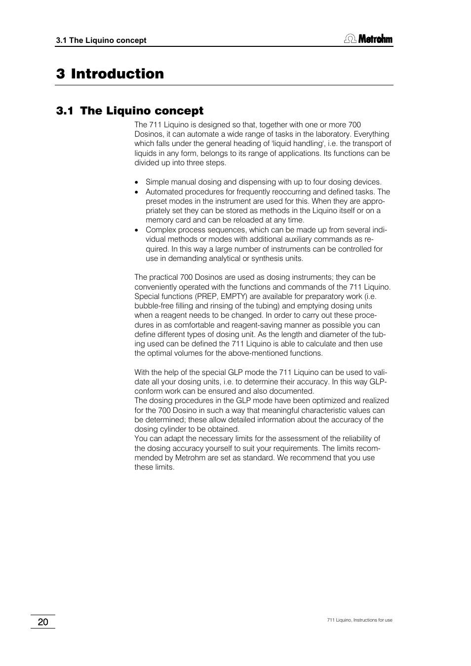 3 introduction, 1 the liquino concept, 3introduction | Metrohm 711 Liquino User Manual | Page 26 / 180