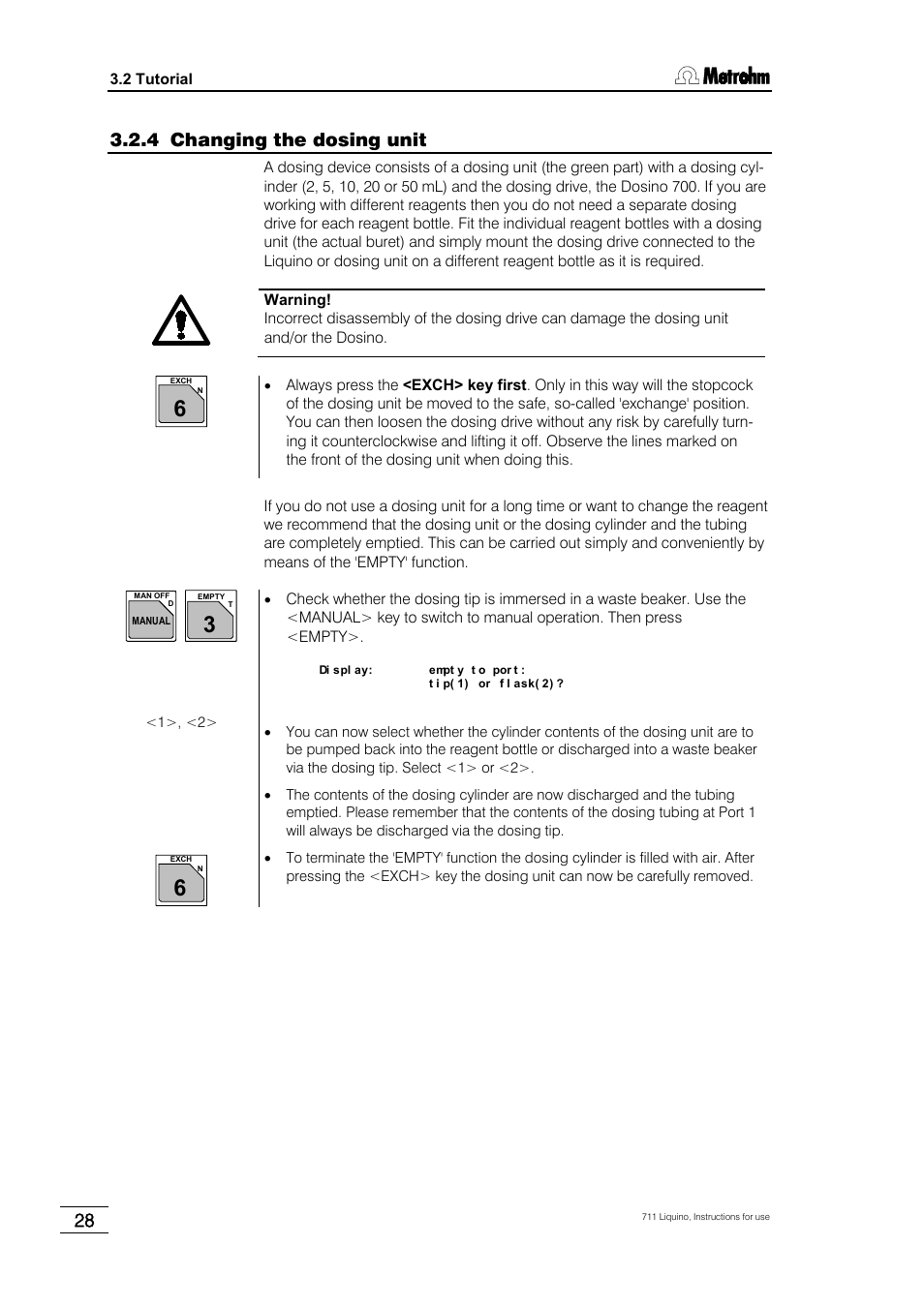 4 changing the dosing unit | Metrohm 711 Liquino User Manual | Page 34 / 180