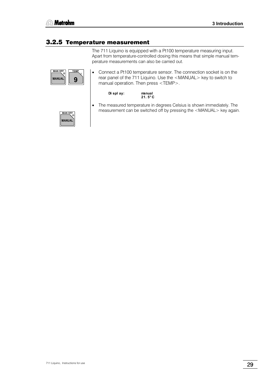 5 temperature measurement, Temperature measurement | Metrohm 711 Liquino User Manual | Page 35 / 180