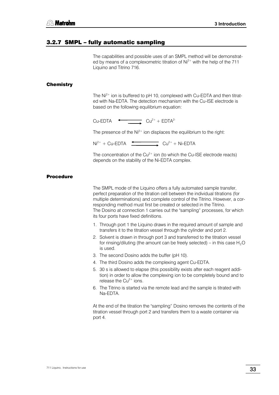 7 smpl – fully automatic sampling | Metrohm 711 Liquino User Manual | Page 39 / 180