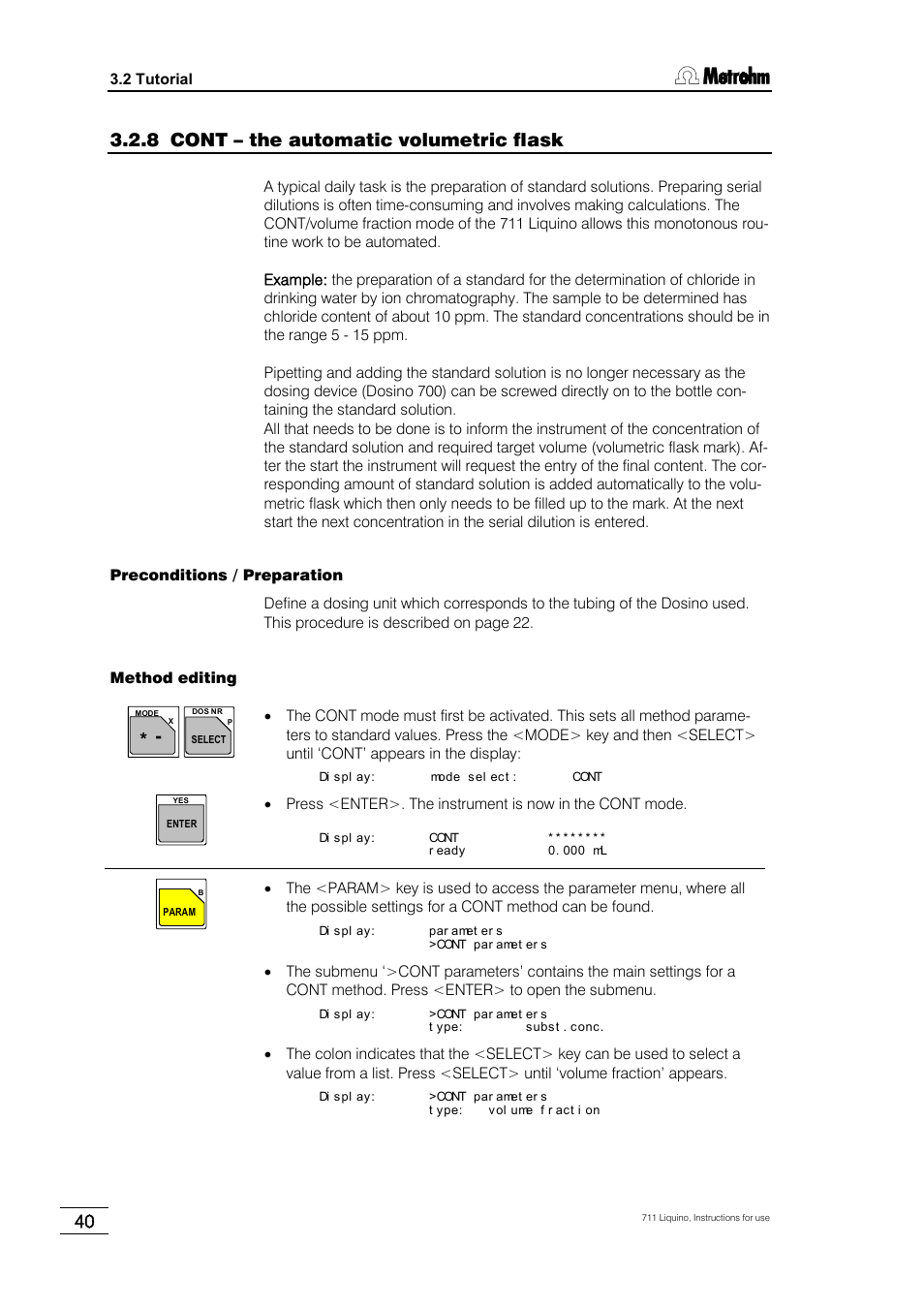 8 cont – the automatic volumetric flask | Metrohm 711 Liquino User Manual | Page 46 / 180