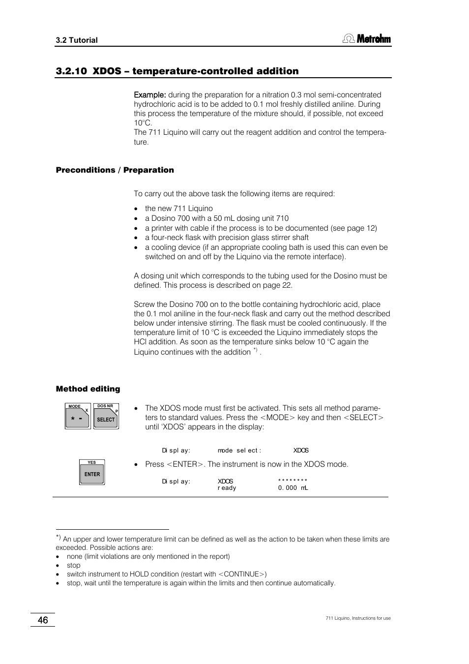 10 xdos – temperature-controlled addition | Metrohm 711 Liquino User Manual | Page 52 / 180
