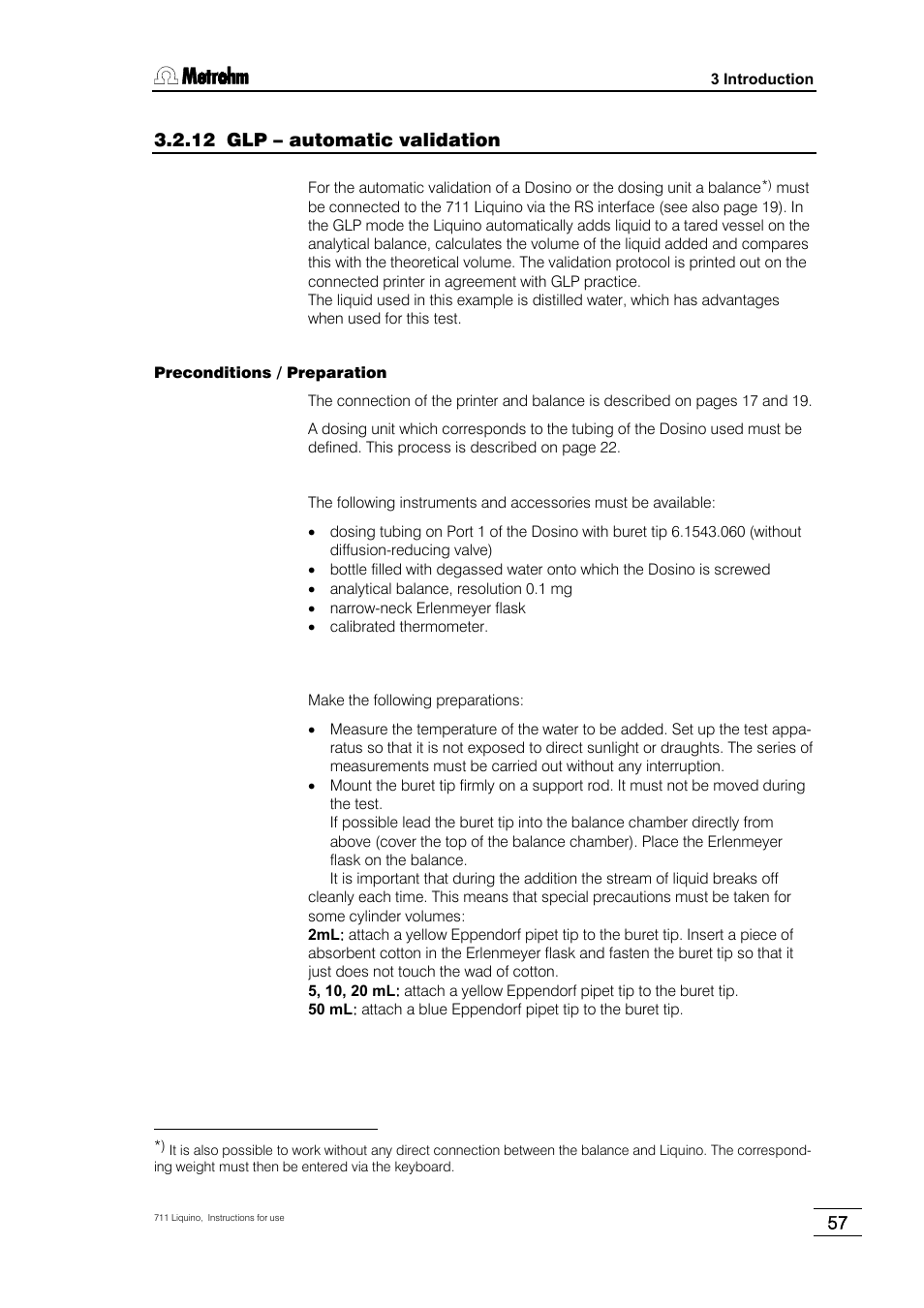 12 glp – automatic validation | Metrohm 711 Liquino User Manual | Page 63 / 180