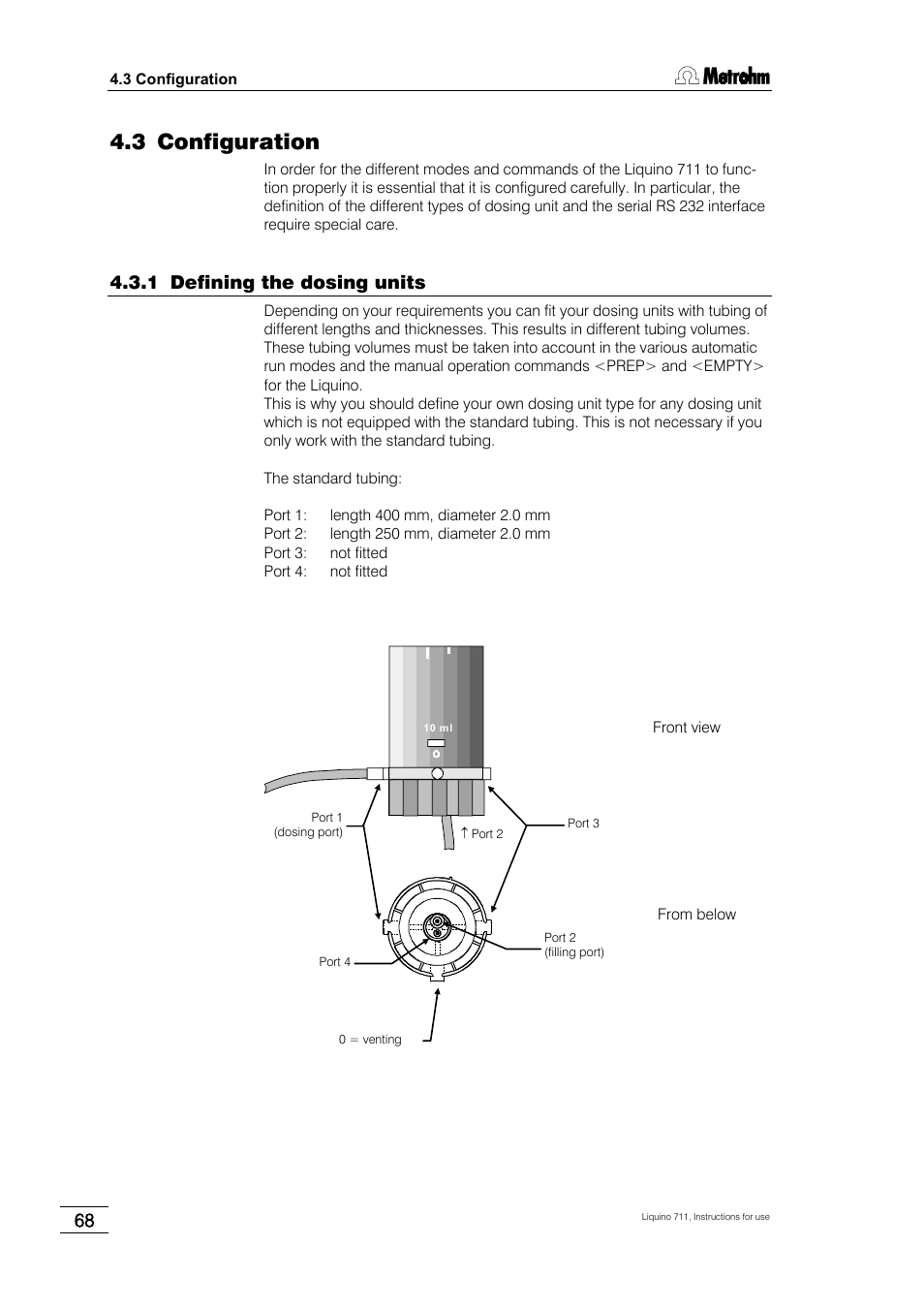 3 configuration, 1 defining the dosing units | Metrohm 711 Liquino User Manual | Page 74 / 180