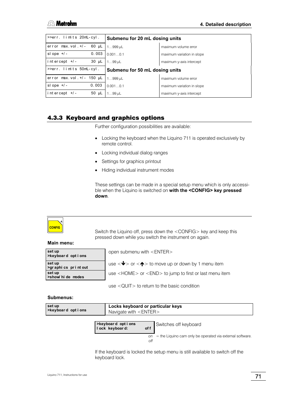 3 keyboard and graphics options | Metrohm 711 Liquino User Manual | Page 77 / 180