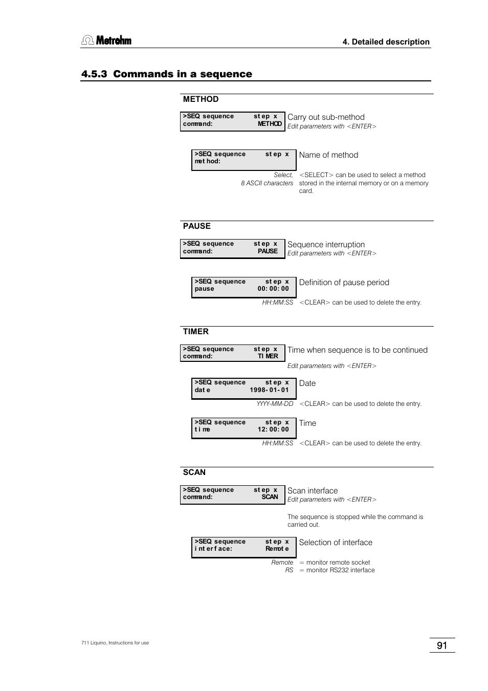 3 commands in a sequence | Metrohm 711 Liquino User Manual | Page 97 / 180