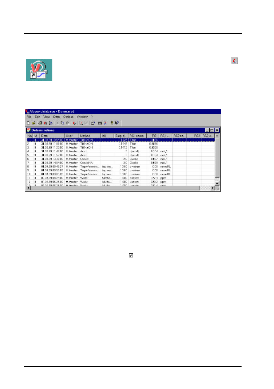 Managing the determination results | Metrohm VESUV User Manual | Page 29 / 119