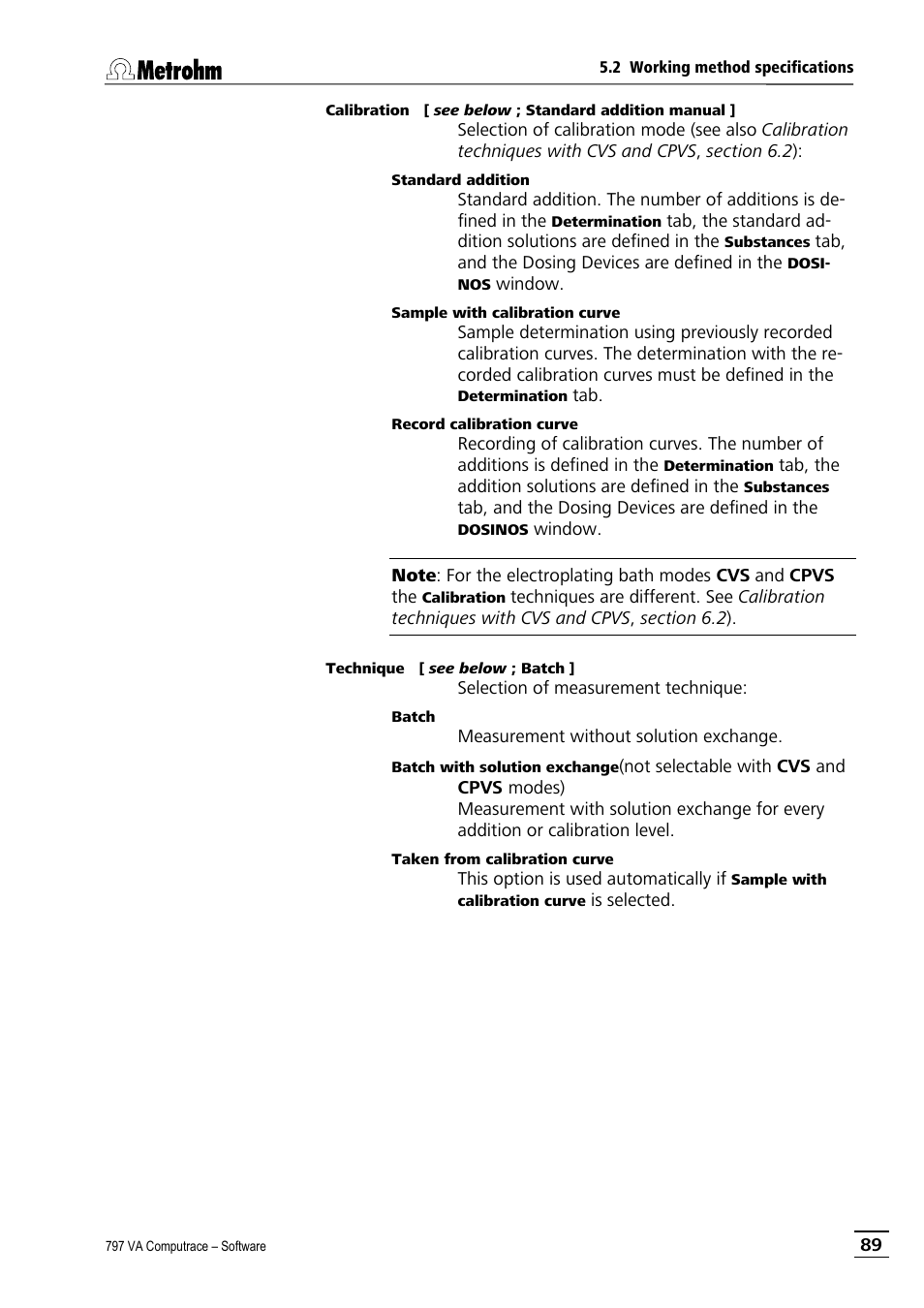 Metrohm 797 VA Computrace User Manual | Page 101 / 295