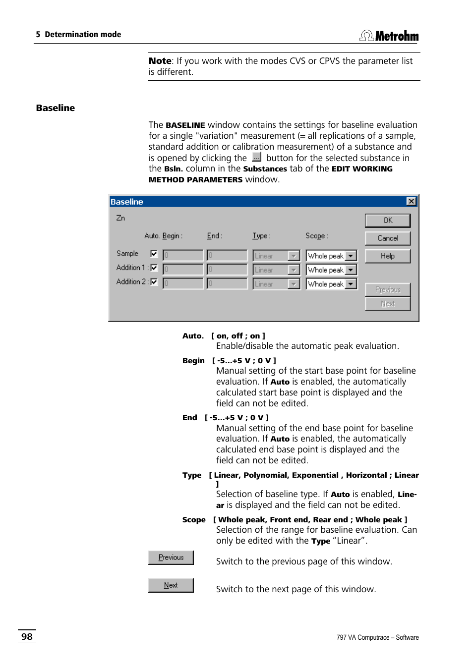 Baseline | Metrohm 797 VA Computrace User Manual | Page 110 / 295